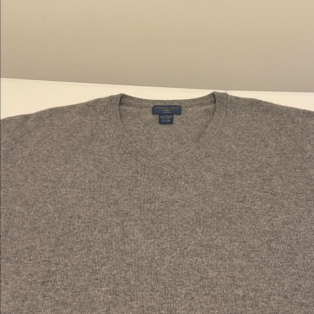 CASHMERE Mens Joseph & Lyman VNECK Gray PullOver Upscale Timeless Minimalist XXL